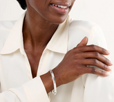 UltraFine 950 Silver Diamond Cut Rectangular Bangle, Silver, Avg